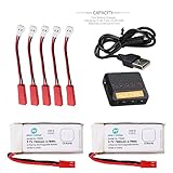 DeeRC Two 3.7v 800mAh F181C V686 H12W H12C 509G Rechargeable Li-Po Quadcopter Batteries To Increase Flight Time(18 Min),With 5 In 1 Max 2.5A Current Input Fast Battery Charger