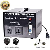 Power Bright VC1500W Voltage Transformer 1500 Watt Step Up/Down converter  110/120 Volt - 220/240 Volt