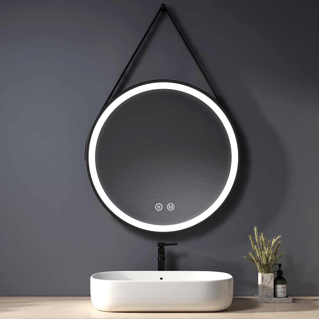 Heilmetz-Espejo-de-bano-led-diametro-70-cm-Espejo-Redondo-con-Cuerda-Espejo-de-bano-Redondo-Espejo-de-Pared-con