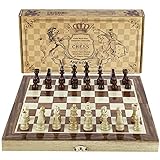 Amerous Chess Set, 12"x12" Folding Wooden Standard Travel International Chess Game Board Set with Magnetic Crafted Pieces