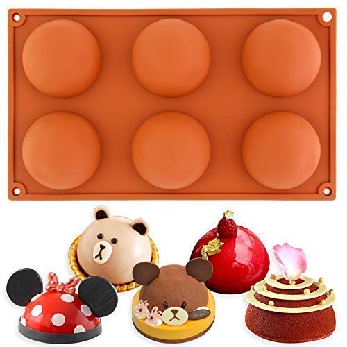 Musykrafties Large 6 Cavity Hemisphere Dome Teacake Silicone Mould Baking Tool