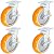 4 Pack - 8" x 2" Non-Marking Orange Tread Polyurethane Casters - 4 Swivel with Brakes - Heavy Duty Casters