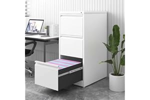 3-Drawer Vertical File Cabinet with Lock, Heavy-Duty Metal Filing Cabinet for Letter/Legal/A4/F4 Documents, Security Office S