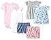 Carter's Baby Girls' 6-Piece Bodysuit Tee and Short Set, Mint Butterfly/Grey Floral, 9 Months