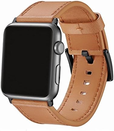 Hirotech Apple Watch Band,38mm 42mm Marge Plus Genuine Leather iWatch Strap Replacement Band with Stainless Metal Clasp for Apple Watch Series 3 Series 2 Series 1 (Brown, Large)