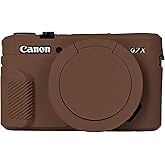 Easy Hood G7X Mark II Case, Protective Case for Canon Powershot G7X Mark II Digital Camera, Removable Lens Cover Silicone Sleeve Soft Camera Cover Rubber Protective Body Skin - Brown