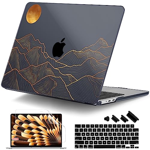DONGKE Funda Compatible con M4 MacBook Air de 15 Pulgadas 2025 2024 2023 A3241 A3114 A2941 M3 M2 Liquid Retina Display Touch ID, Funda rĂgida de plástico, Funda rĂgida de Teclado y Protector de