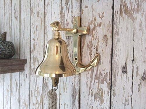 Brass Anchor Wall Bell ~ Ships Bell ~ Nautical Maritime Decor