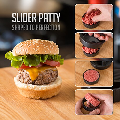 Non Stick Burger Press Patty Maker + 40 Wax Paper Discs, Easy to Use