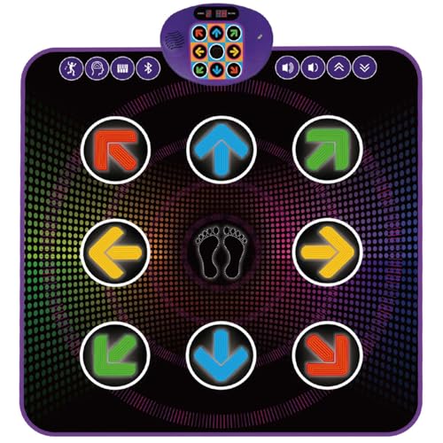SUNLIN Light Up Dance Mat for Boys Girls Ages 3 4 5 6 7 8, Fun Toy Gift w/ 9 Light Up Keys & Bluetooth, Interactive Music Pad w/ 4 Game Modes & Adjustable Volume, Birthday Gift for Kids 3-12