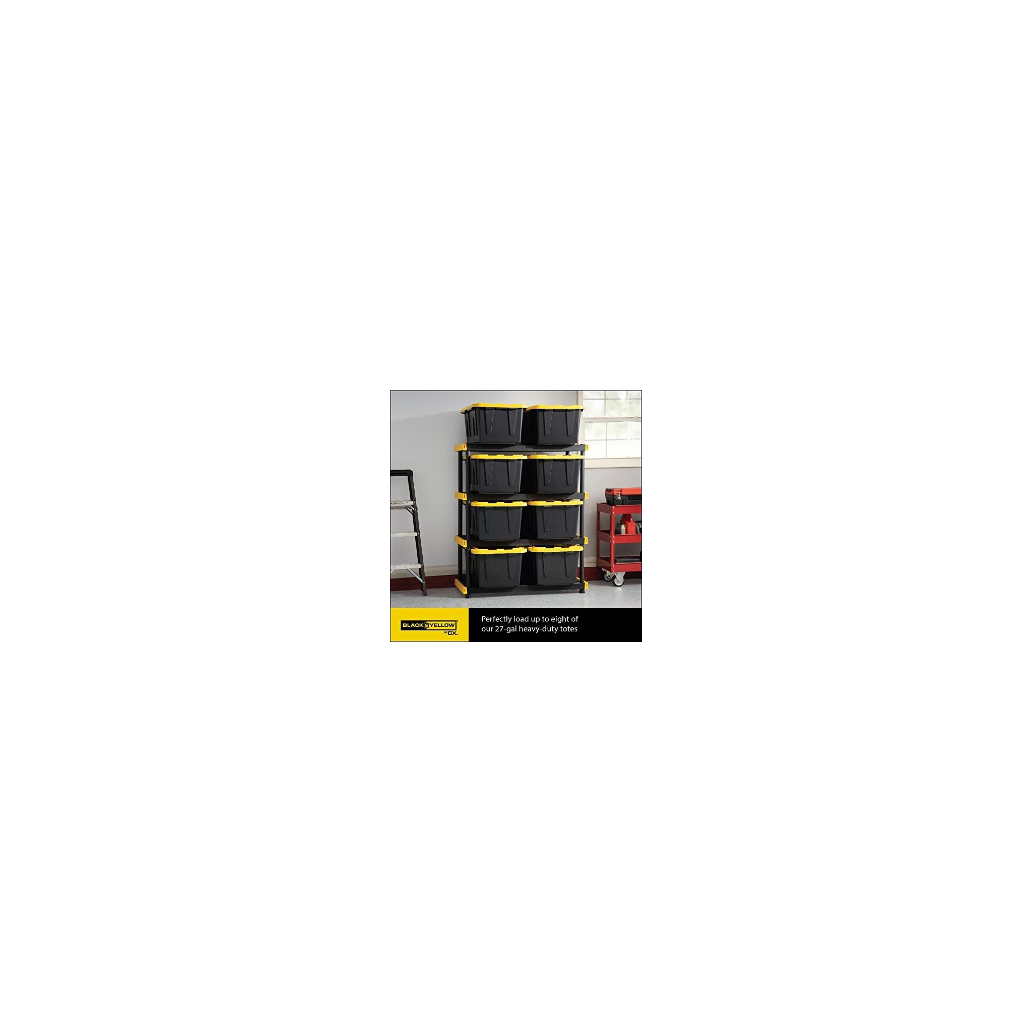 Original Black & Yellow 4Tier Storage Shelving Unit, Indoor/Outdoor