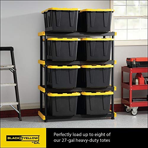 Original Black & Yellow 4Tier Storage Shelving Unit, Indoor/Outdoor