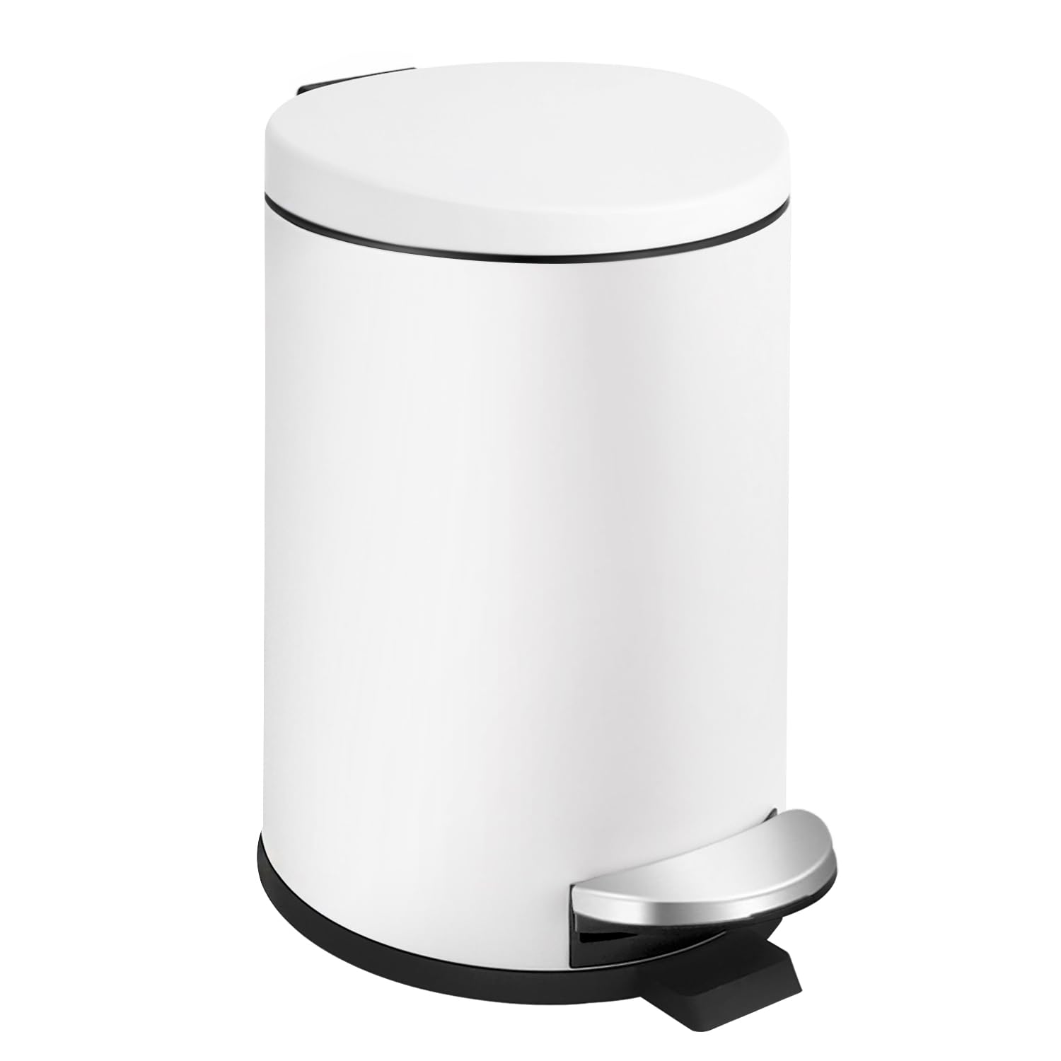 Photo 1 of TIPGO Small Trash Can with Lid Soft Close, 4.5 Liters / 1.2 Gallon Bathroom Garbage Can, Mini Step Trash Bin, Stainless Steel Wastebasket for Bathroom, Bedroom, Office (White)