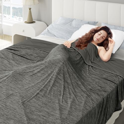 WOLTU Cooling Blanket 2 in 1, Summer Blanket Arc-Chill, Q-Max > 0.45, Double-Sided Blanket for Summer, Self-Cooling, Breathable, Lightweight, 150 x 200 cm, Grey