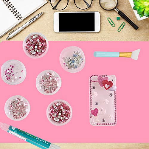 HiGift 2 Pack A3 Extra Large Silicone Mats for Crafts Jewelry Casting Molds Sheets with 2 PCS Silicone Stir Sticks 2 PCS Silicone Brushes for Crafting, Green & Pink (15.7 x 11.7 inches)