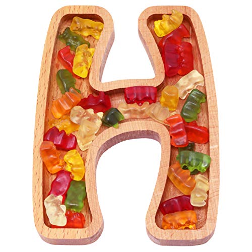 Wooden Letter H Candy Dish, Monogram Nut Bowl, Snack, Cookie, Cracker Serving Plate, Decorative Display, Home Accessory, Unique Gift Idea, for Date, Baby Shower, Birthday Party, Small Size