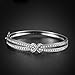 Caperci Love Knot White Cubic Zirconia Silver Bangle Bracelets for Women 7.25''