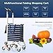 TUOMAN Shopping Cart Portable Utility Carts Folding Trolley Light Weight Stair Climbing Cart with Triangle Crystal Wheel - 177 Pounds Capacity - Blue