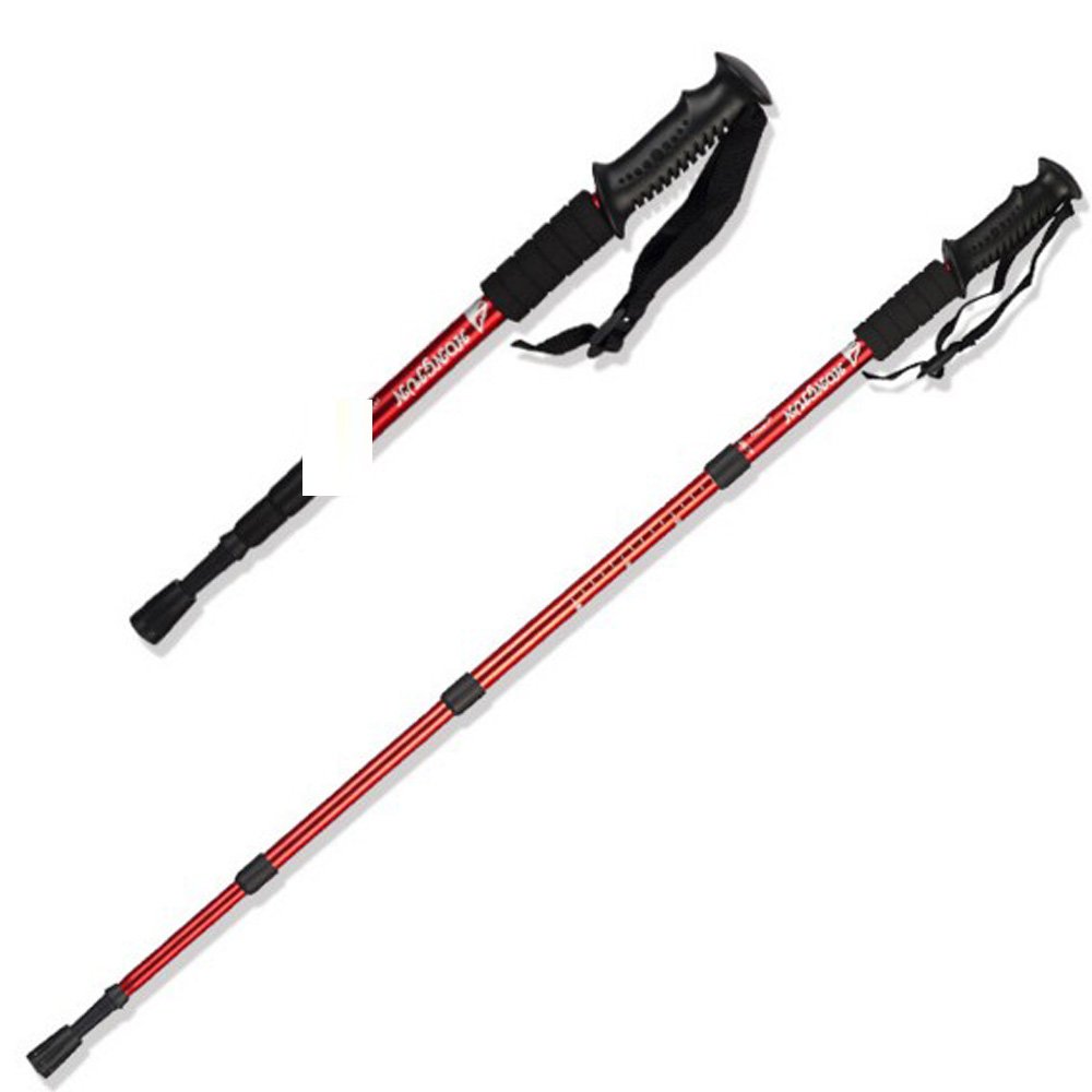 4 Sections Aluminum Alloy Walking Stick Alpenstock Travel Crutch Alpenstock Anti Shock Stick Pole