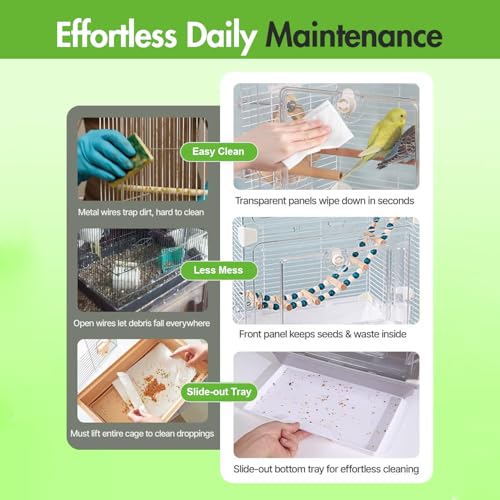 Standing Large Bird Cage,2 Tier Indoor Bird Cage,Include Cross Bar Climbing Ladder Feeders & Nest Dual Door Parakeet Cage,for Various Bird Species,Medium Small Pet Bird Parakeet/Lovebird/Cockatiel
