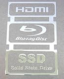HDMI, Blu-ray Disc, SSD (Solid State Drive) Metal Sticker 20mm x 31mm [838]