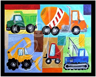 Construction Vehicle Art Print for Kids Room - 8x10 inch print, construction truck themed boys decor by nJoyArt