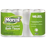 Marcal Toilet Paper 100% Recycled - 2 Ply White Bath Tissue, 168 Sheets Per Roll - 16 Big Roll Green Seal Certified Toilet Paper 16466