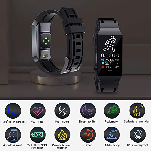 FYLINA Fitness Tracker HR, Activity Tracker Watch with Heart Rate Monitor and Sleep Monitor, IP67 Waterproof Smart Bracelet with Step Counter, Calorie Counter, Stopwatch, Pedometer for Men Women Kids