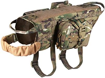 Feliscanis Tactical Dog Vest Training Molle Harness with 3 Detachable Pouches CP Size XL