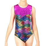 BAOHULU Spliced Diamond Mermaid Tank Gymnastics Outfit Leotard for Girls 3-12 Years (8A(Recommended age 6-8Y), Colorful)