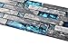 Home Building Glass Tile Kitchen Backsplash Idea Bath Shower Wall Decor Teal Blue Gray Wave Marble Interlocking Pattern Art Mosaics TSTMGT002 (1 Sample [4''x12''])