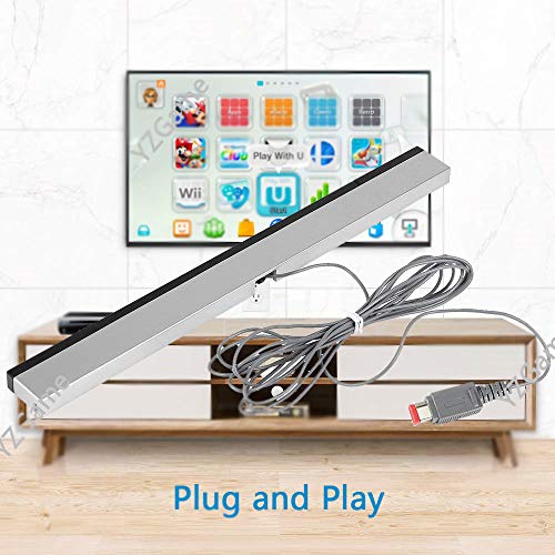 Wii Sensor Bar Replacement, Infrared Ray Motion Sensor Bar for Nintendo Wii/ Wii U Console -Black & Silver
