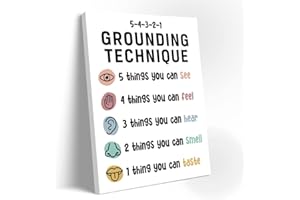DOI-LANEE Grounding Technique Canvas Poster with Frame, Mental Health Art Printed Poster, Coping Skills, DBT Poster, Counselor Office Decor, Therapist Office, School Psychologist, Ready to Hang 12"X15" (DL271)