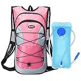 Hydration Backpack, Bukm UltraLight 2L Hydration Pack with Water Bladder Camping Hunting Running Hiking Cycling Walking Climbing Skiing Bag Daypack for Men Women Kids (Pink)