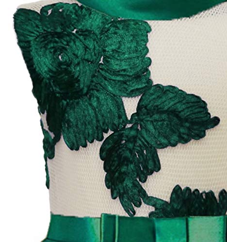 AYOMIS Flower Girl Pageant Dress Kids Party Embroidery Wedding Dresses 2-9 Years(Green,8-9Y) - Thumbnail 3