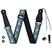 Colorful Guitar Strap Jacquard Ribbon Leather End Woven Strap Adjusted Length for Electric Bass,Acoustic&Electric Guitar - With (Random Color)2 Guitar Picks&2 Strap Locks&1 Strap Hook Button (Blue)