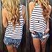 Usstore Vest Tank Tops Vest Stripe Vest T Shirt Casual T-Shirt For Women (M)