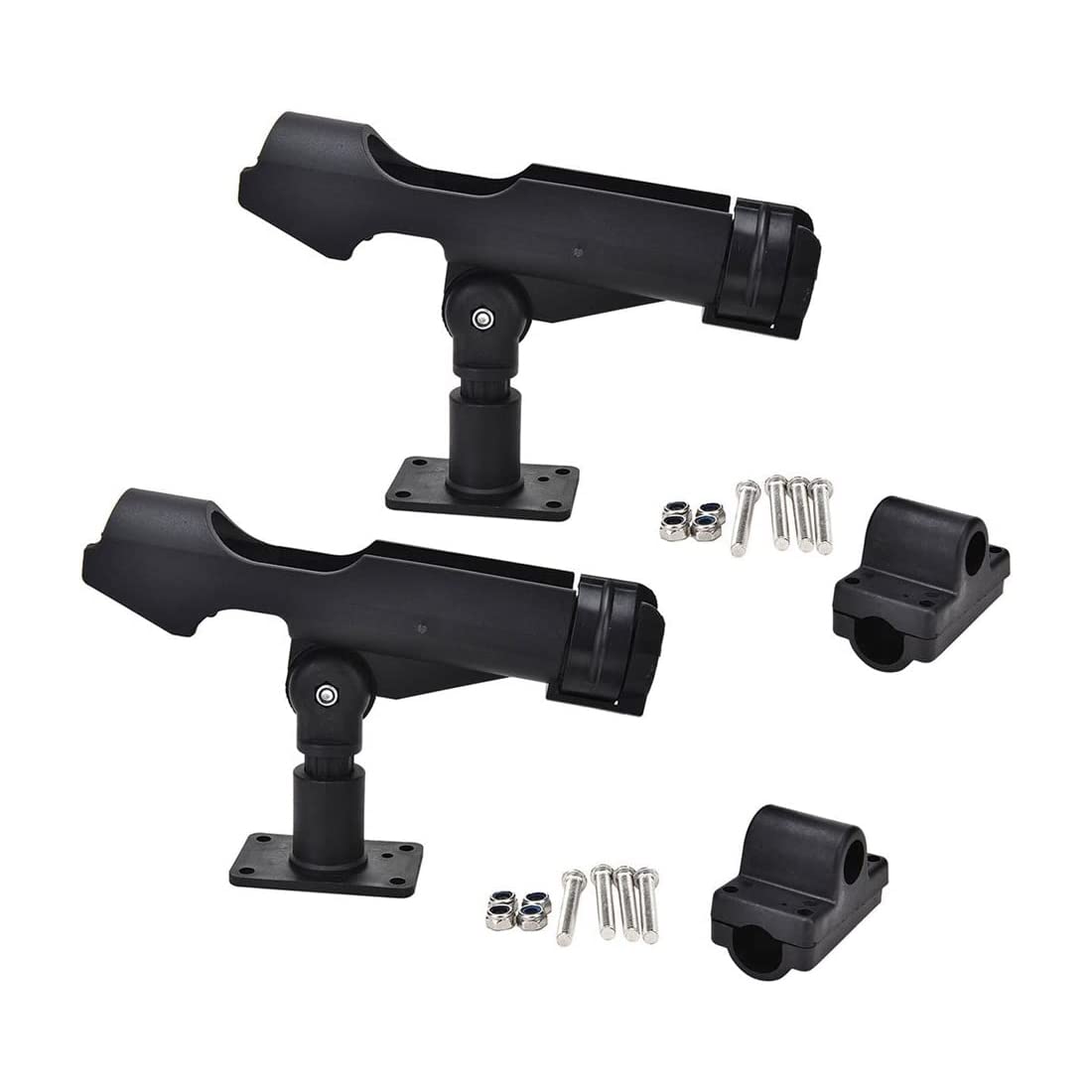 ZONADAH Pack of 2 Fishing Rod Holder 360 Degree Adjustable Rotation Base Screws for Boat Kayak Fishing Vertical Boat Accessories for Attaching to Boat Rails Fence Adjustable Fishing Rod Racks