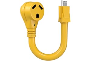 QNINE 30 Amp to 110v RV Adapter Cord, NEMA 5-15P Male to NEMA TT-30R Female, RV Electrical Adapter with LED Power Indicator, 12 Inch, ETL Listed