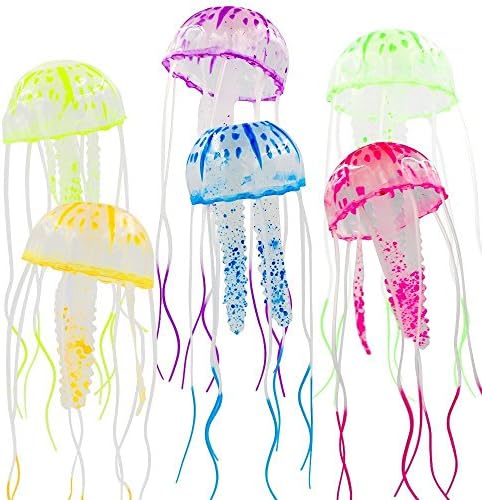 Moobom Glowing Effect Simulation Jellyfish Plant Decor for Fish Tank Aquarium Decorative Ornament