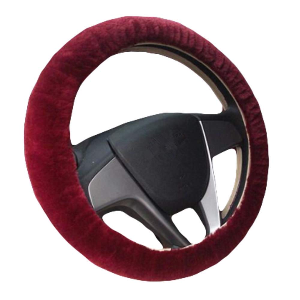 Fluffy Automotive Steering Wheel Cover Elastic Warm Microfiber Plush Cover Thick Comfortable Durable Steering Wheel Wrap Anti Slip and Sweat Absorption Protection Cover Universal Size