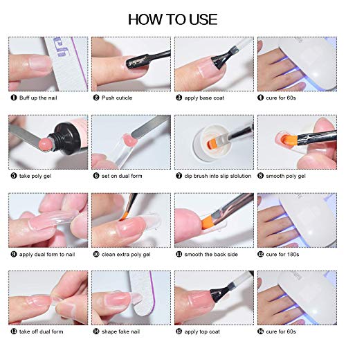 Yayoge Poly Gel Nail Kit - 3 Tubes 30ml Poly Nail Gel Glitter Pink Nail Gel Starter Kit - Nail Extension Gel Set with Slip Solution Professional Technician French Kit