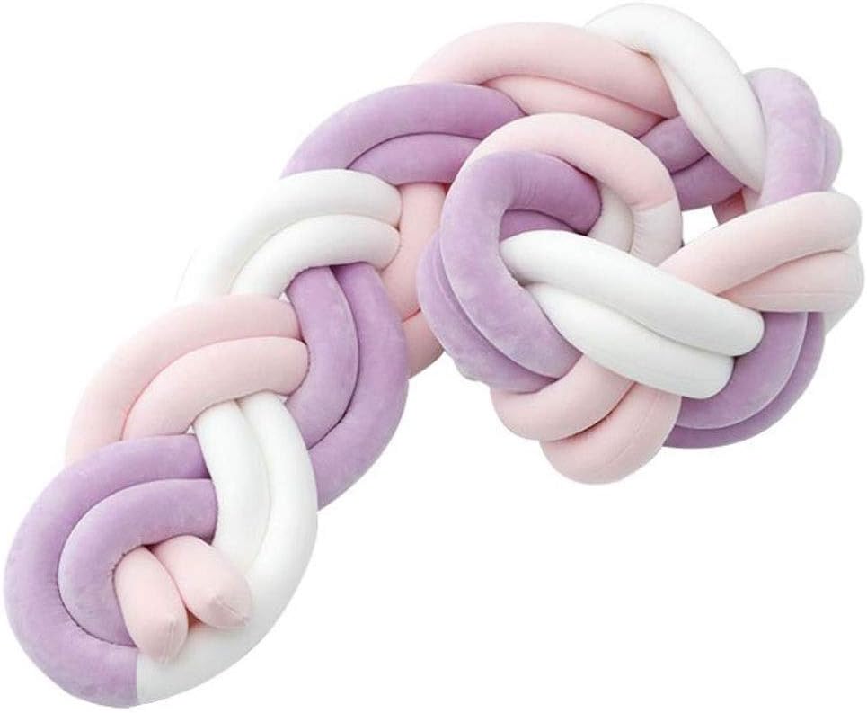 AMYAL Bed Rail for Toddlers,Kids Bed Rail, Baby Crib Bed Bumper Cushion Plush Knot Cot Bed Braided Baby Pillow Baby's Room Decoration Cushions for Newborn (Color : C, Size : 3M)