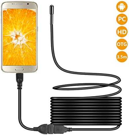 USB Borescope Camera, ZEUUE Endoscope Inspection Camera Waterproof OTG Function with 5.5MM Diameter Head,6 Adjustable LED Light for Android/Windows- Black (3.5M/11.5ft)