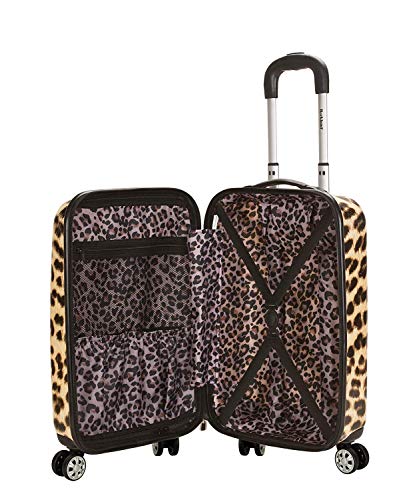 Rockland Safari Hardside Spinner Wheel Luggage, Leopard, Carry-On 20-Inch
