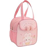 Kawaii Lunch Bag with Bow Lunch Box Cute Lunchbox Bunny Lunch Box Animal Lunch Bag Reusable Tote Bag for Picnic Work Travel