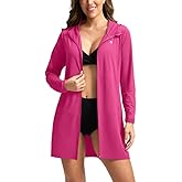 Women's UPF 50+ Swim Cover Up Sun Protection Hoodie Long Jacket SPF Lightweight Beach Cover Ups for Women