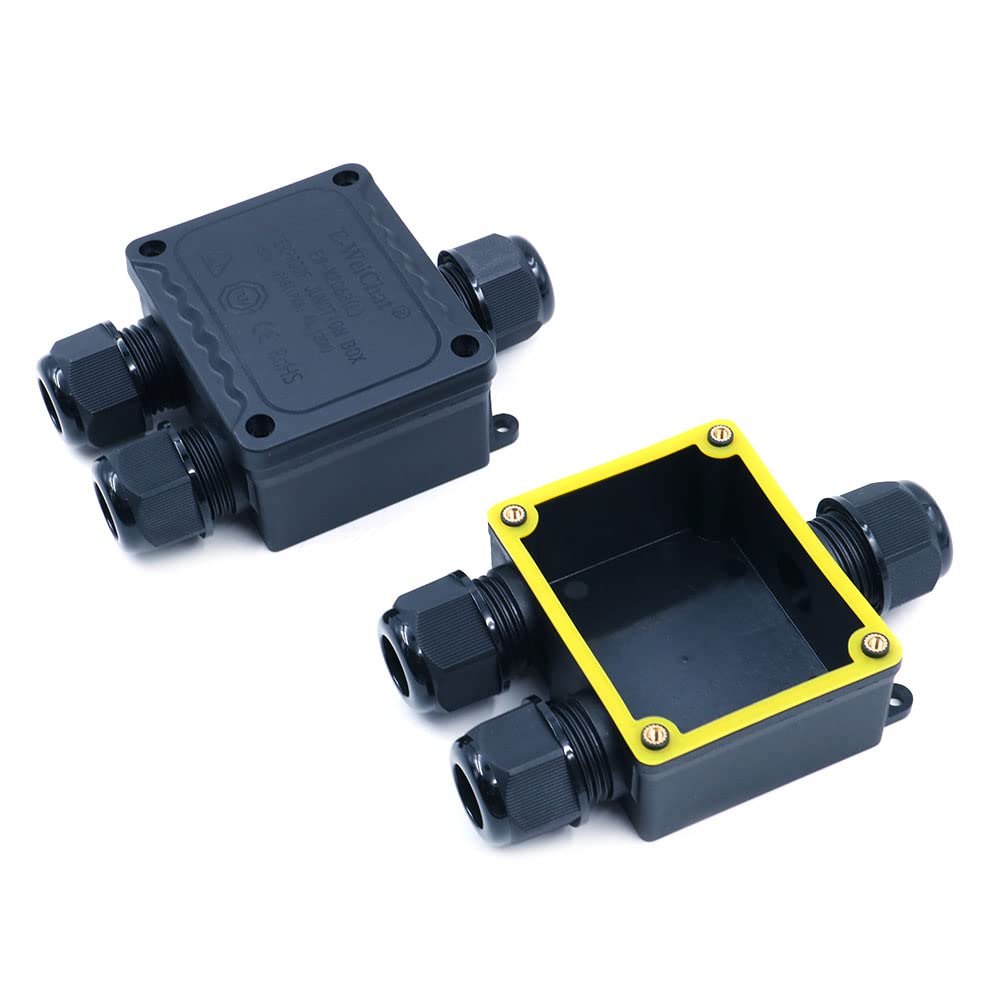 ZONADAH Pack of 2 3-Way Y-Type IP68 Waterproof Electrical Cable Wire Connector Junction Box 450V 41A 4M Depth 5-9mm Outdoor Garden Lighting Wiring