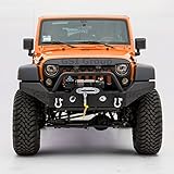 GSI Rock Crawler Full Width Heavy Duty Rock Crawler Front Bumper with Oe Fog Lights Hole and Winch Plate for 07-18 Jeep Wrangler JK