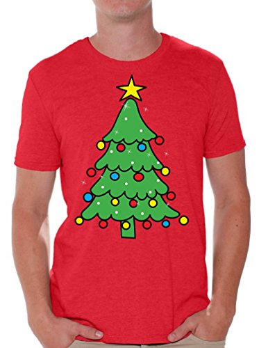 Awkward Styles Christmas Tree Men's Shirt Lit Christmas Tree Tshirt Red L